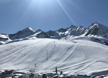Blick auf die Skipiste in Kühtai