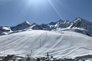 Blick auf die Skipiste in Kühtai